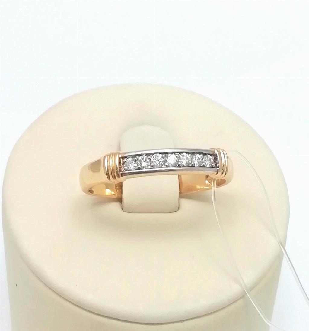 Золотое кольцо из красного золота 585 пробы, дорожка, вставка бриллианты, размер 17,5, вес 1,81г