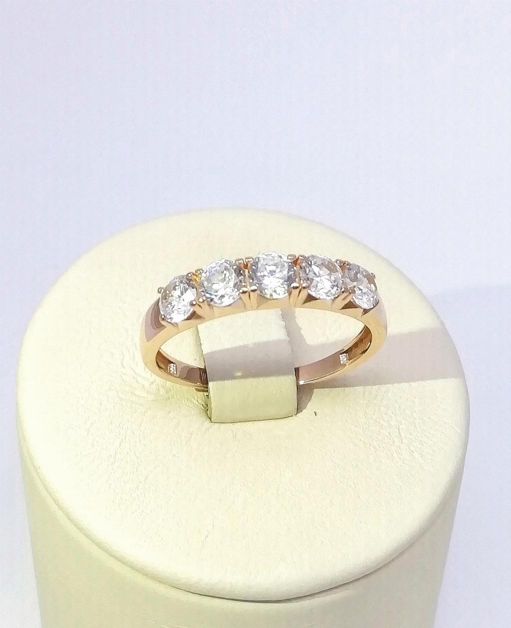 Золотое кольцо дорожка из красного золота 585 пробы, вставка фианиты, размер 17,5, вес 2,08г