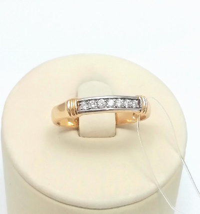 Золотое кольцо из красного золота 585 пробы, дорожка, вставка бриллианты, размер 17,5, вес 1,81г