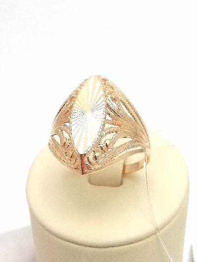 Золотое кольцо Парус из красного золота 585 пробы, алмазная грань, размер 22, вес 4,20г