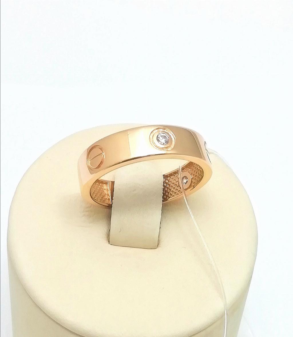 Золотое кольцо из красного золота 585 пробы, вставка фианиты, размер 17,5, вес 3,58г