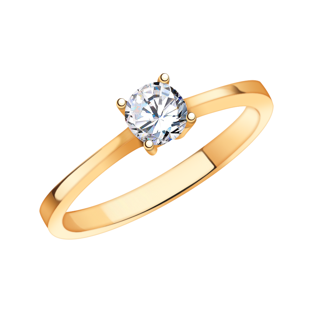 Золотое кольцо из красного золота 585 пробы, вставка фианит, размер 18,5, вес 2,19г
