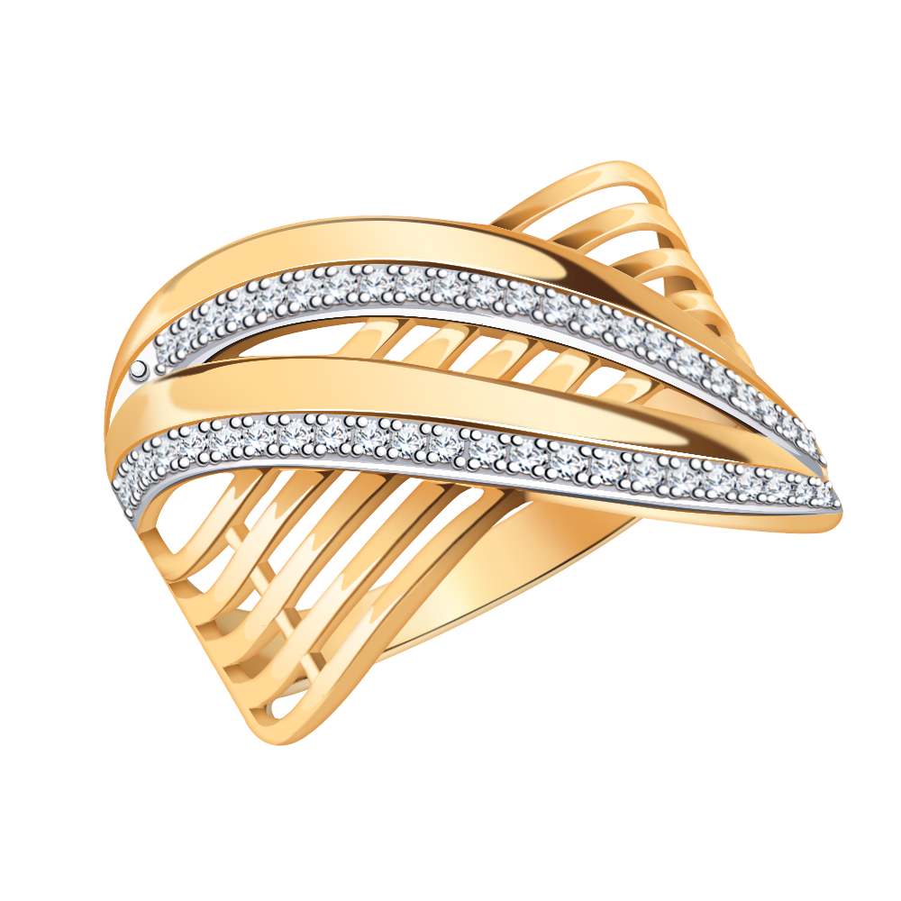 Золотое кольцо из красного золота 585 пробы, вставка фианит, размер 21, вес 2,93г